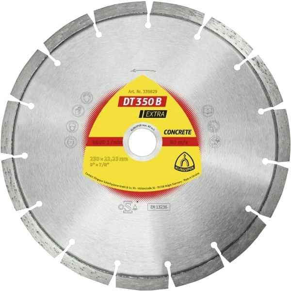 Алмазный диск KLINGSPOR 230X2,6X22,23/15S/10/S/DT/EXTRA/DT350B