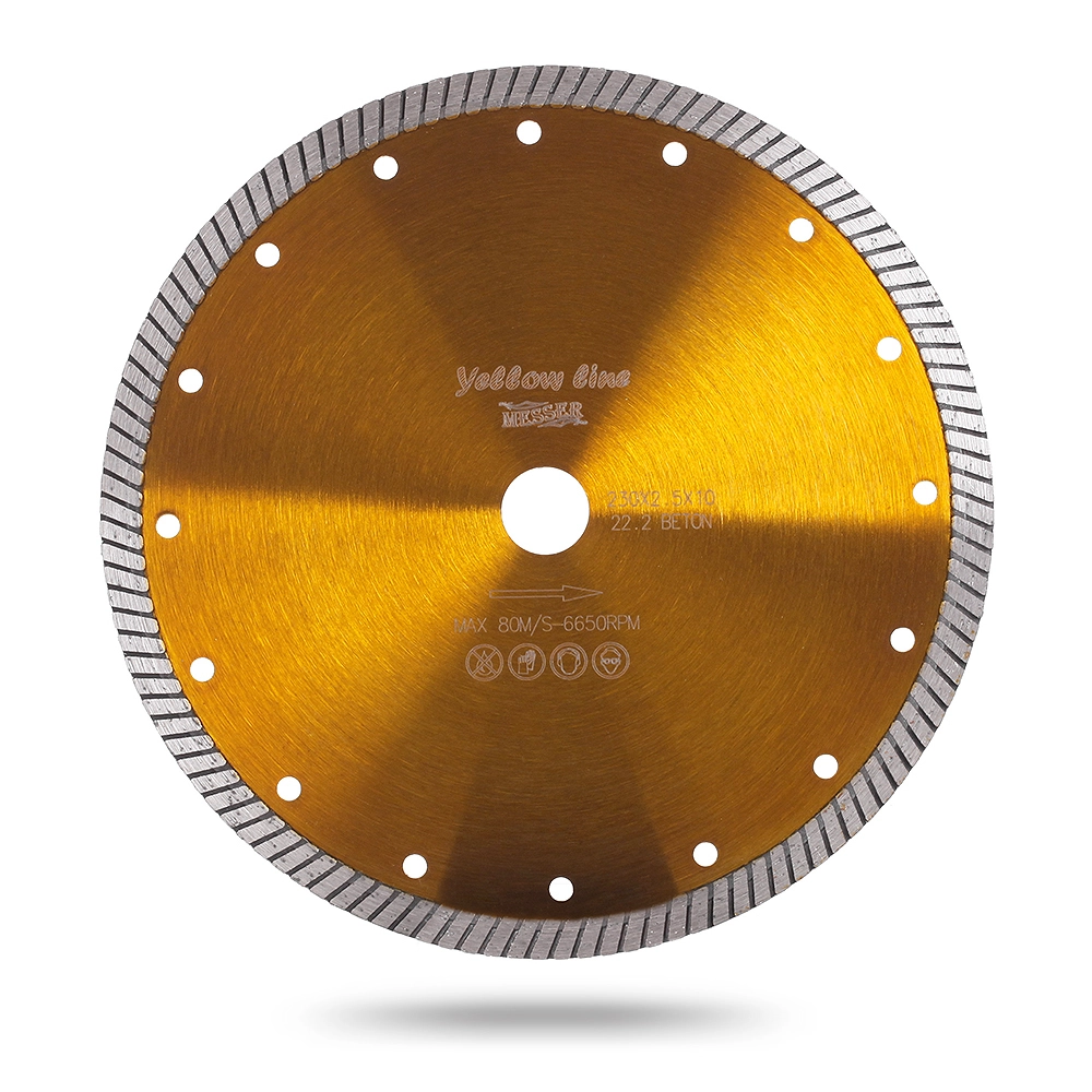 Диск турбо "Желтая линия" для резки бетона, сухой, 125D-2.0T-10W-22.2