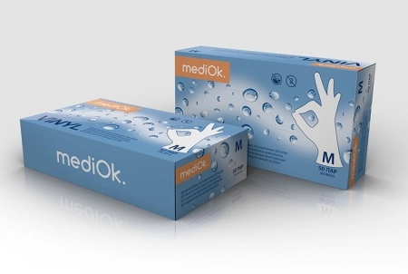 фото перчатки mediok™ одноразовые виниловые (50 пар)