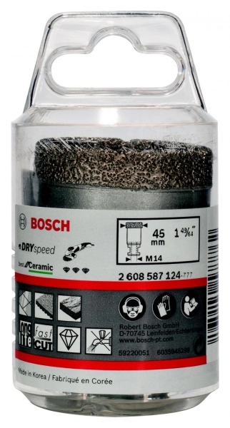 Коронка алмазная BOSCH Ф45х35мм М14 DRY SPEED (2608587124)