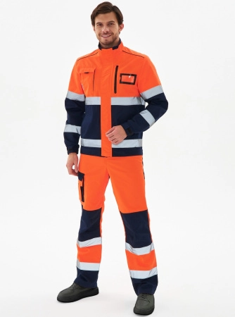 фото костюм сигнальный profline specialist-2 (тк.смесовая,240) п/к, оранжевый/т.синий