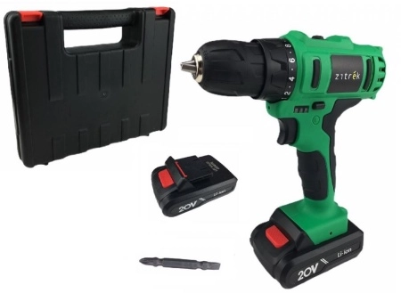 фото дрель аккумуляторная zitrek greenpower 20-li (20в, li-ion аккумулятор 2шт, зу, кейс, бита) 063-4076