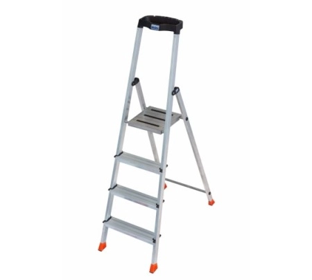фото стремянка krause safety 4 ступени с большой полкой