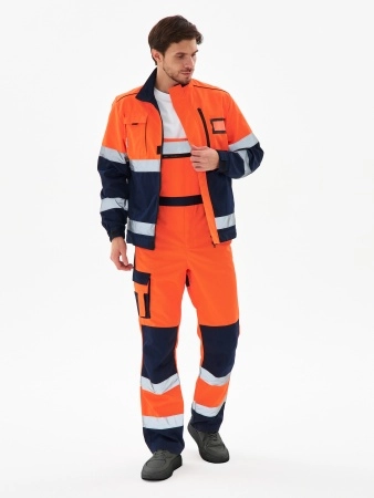 фото костюм сигнальный profline specialist-2 (тк.смесовая,240) п/к, оранжевый/т.синий